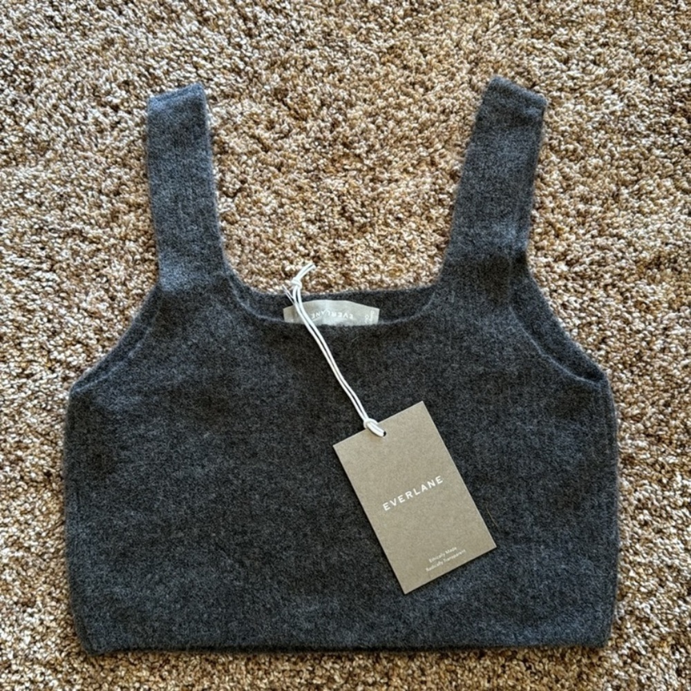 Everlane Charcoal Gray Fuzzy Crop Tank